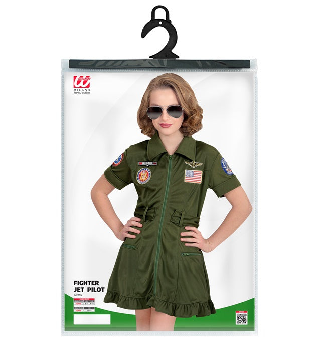 Kampfjetpilotin Kostümkleid in authentischem Design für Fasnacht und Mottoparty