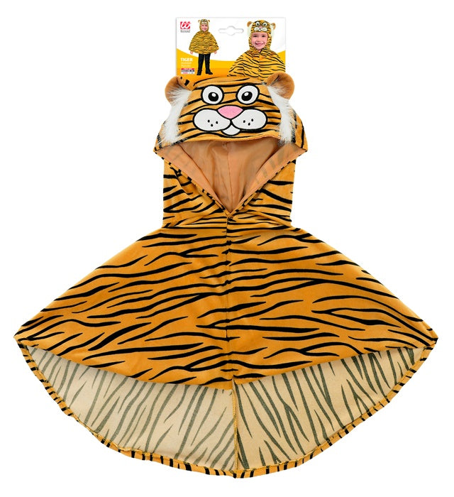 Tiger-Plüsch-Poncho mit Kapuze – Fasnachtskostüm aus weichem Plüsch