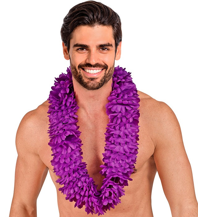 Violette Hawaiikette aus Kunststoff für Fasnacht und Karneval