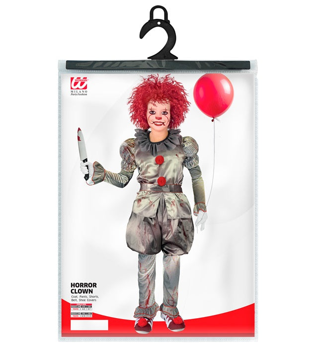 Horror Clown Kostüm Komplettset mit Hemd, Hose, Shorts, Gürtel und Überschuhen