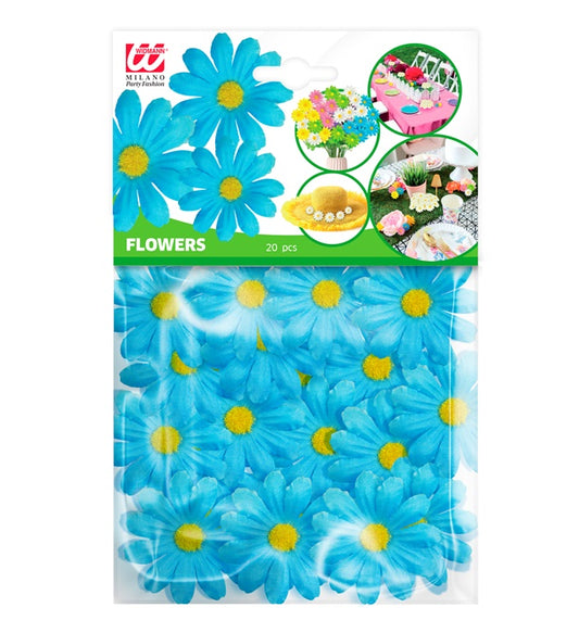 20 blaue Deko Blumen für Fasnacht und Partydekoration