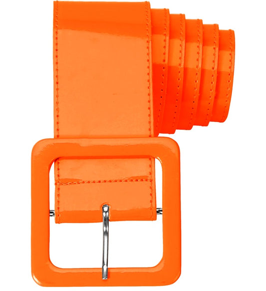 Neon oranger Vinylgürtel als Fasnachts-Accessoire