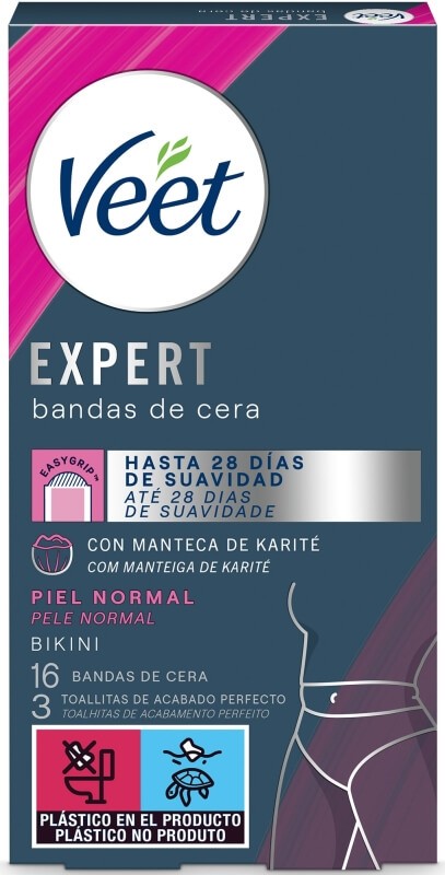 Veet Expert Bikini-Wachsstreifen für normale Haut, 16 Stück