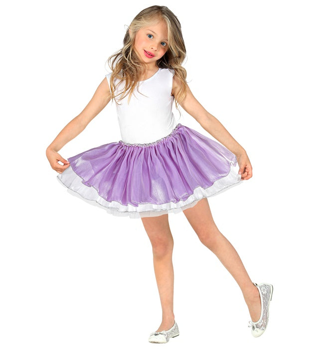 "BALLETTRÖCKCHEN AUS SATIN UND TÜLL - VIOLETT / WEISS" 4 Schichten Violett / Lila