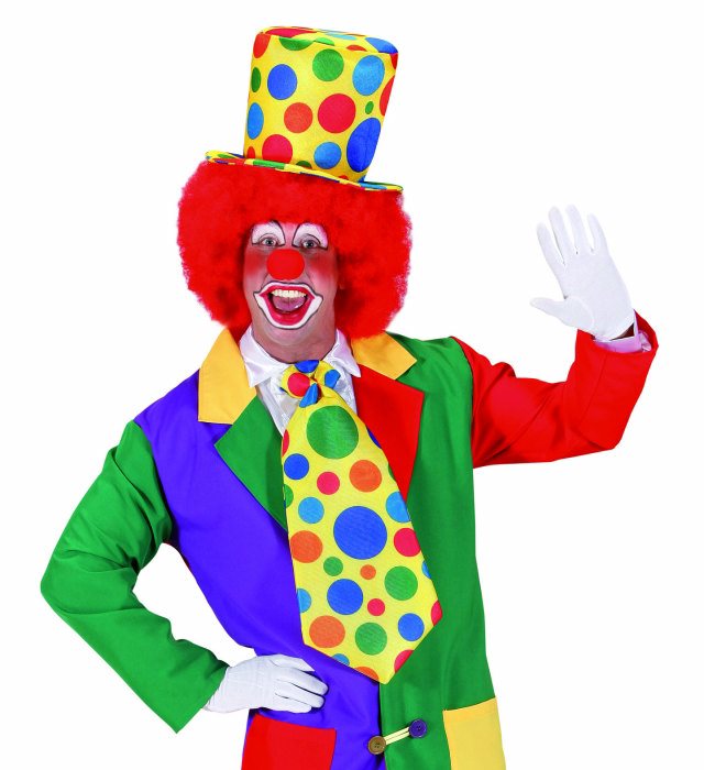 Bunte Maxi Krawatte im Clown-Design für Fasnacht und Karneval