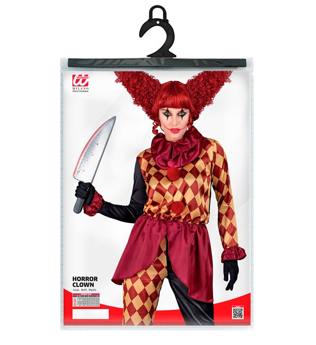 Horror-Clown Kostüm bestehend aus Oberteil, Halskrause und Hose für Fasnacht