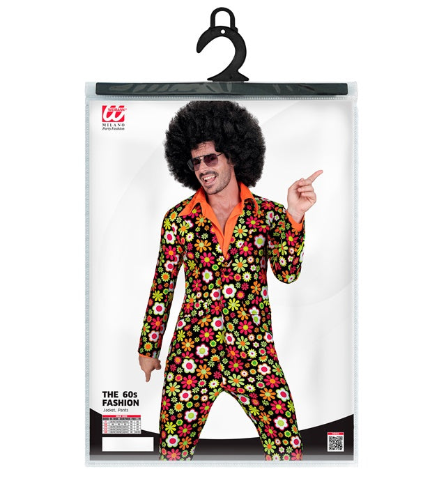 60er Jahre Flower Power Kostüm mit farbenfrohem Jackett und passender Hose