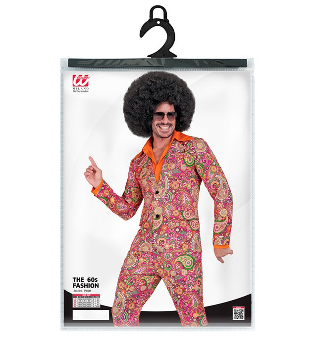 60er Jahre Paisley Kostüm mit Jackett und Hose in buntem Retro-Design