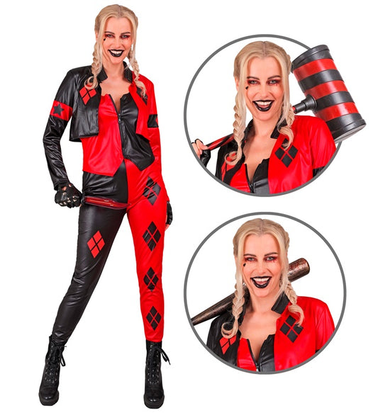 Böser Harlekin Kostüm mit Jacke, Weste und Hose in Harlekin-Muster für Fasnacht