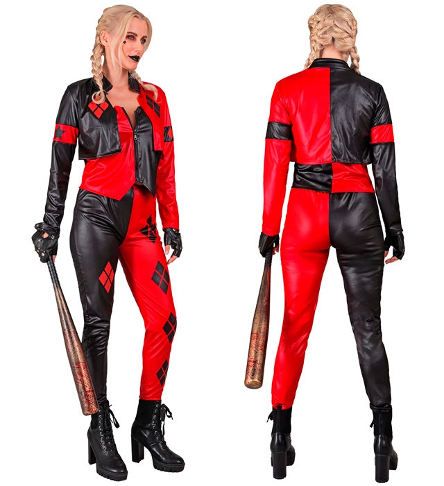 Böser Harlekin Kostüm mit Jacke, Weste und Hose in Harlekin-Muster für Fasnacht