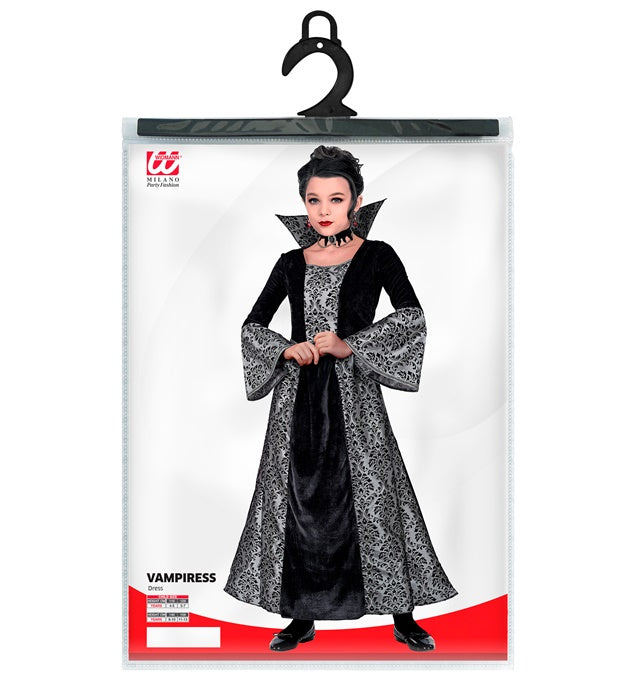 Elegantes schwarzes Vampirinnen-Kleid für Fasnacht und Halloween