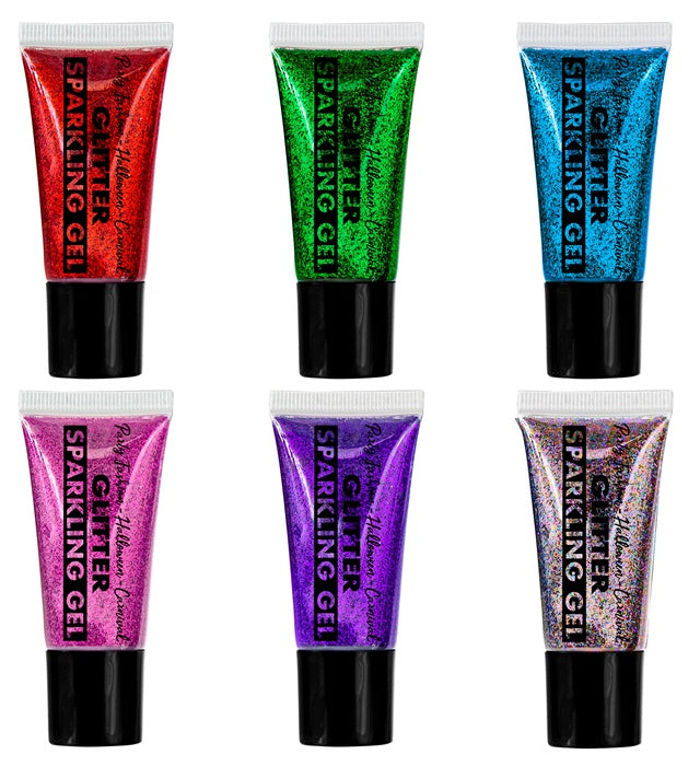 Set bunter Gel-Farben in Spendertuben für Fasnachts- und Karnevalsmake-up