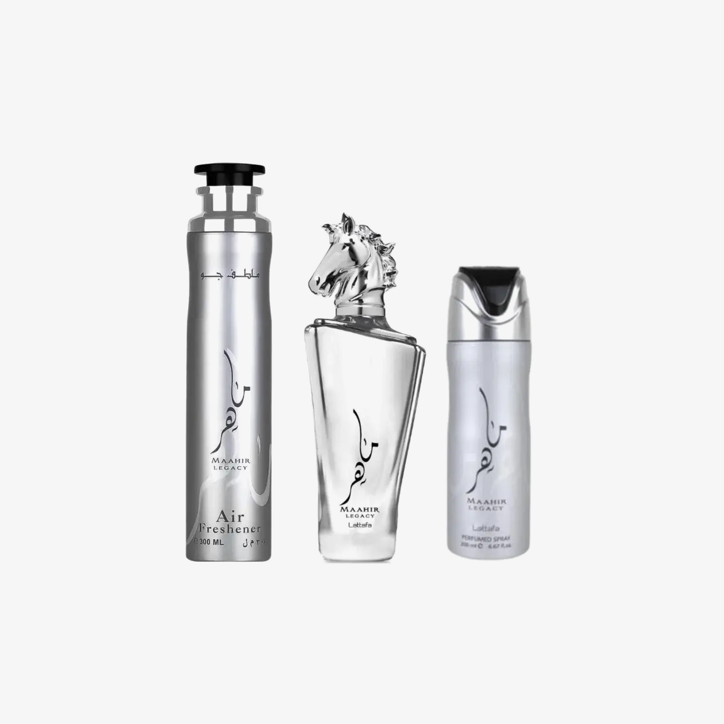 LATTAFA LATTAFA Maahir Legacy Set Eau de Parfum 100 ml Parfum Spray 200 ml Lufterfrischer 300 ml Parfüm