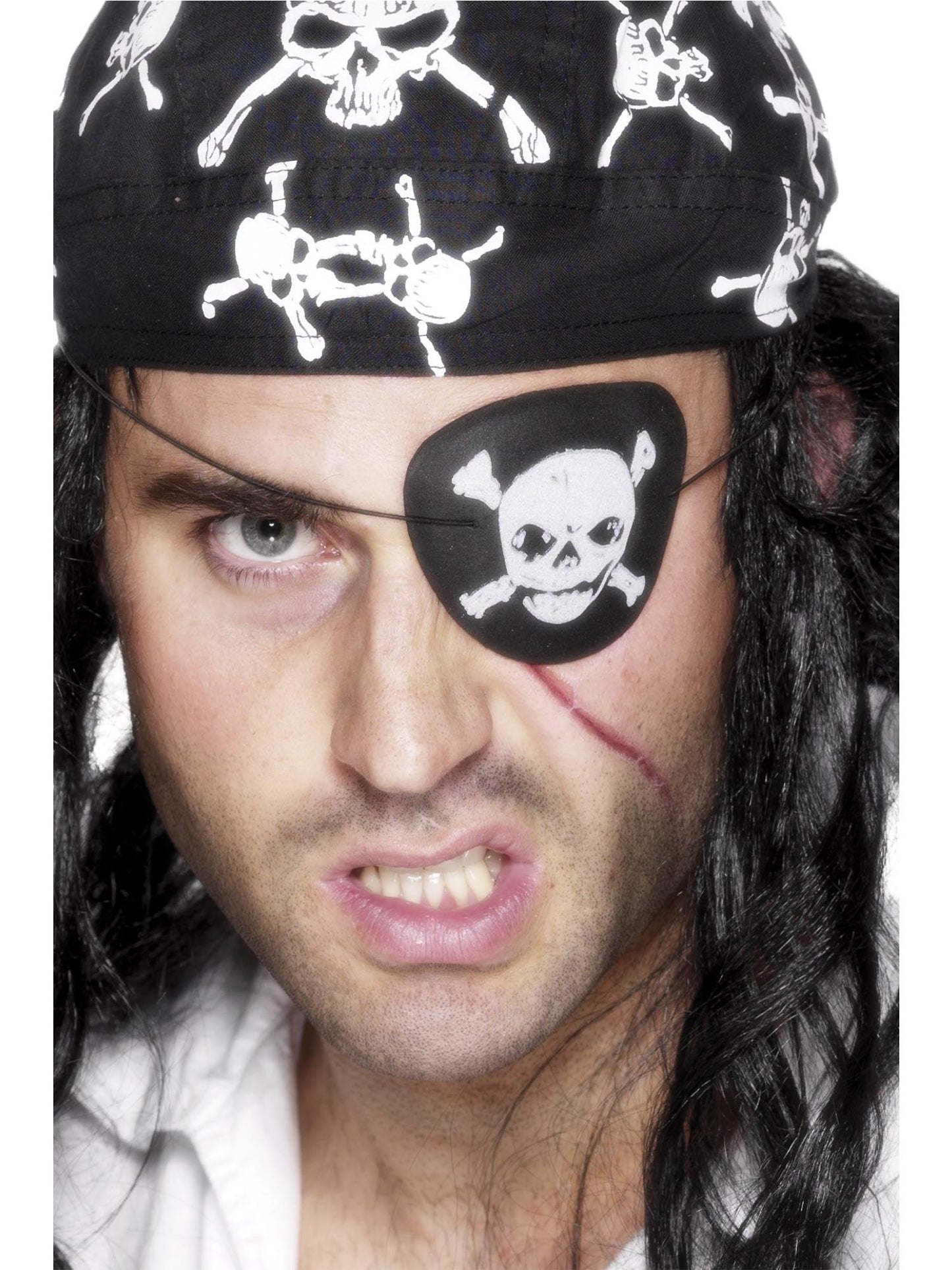 Smiffys Pirate Eyepatch, Black & White für Unisex
