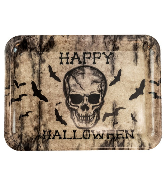 Halloweentablett mit Totenkopf-Motiv 33x24 cm