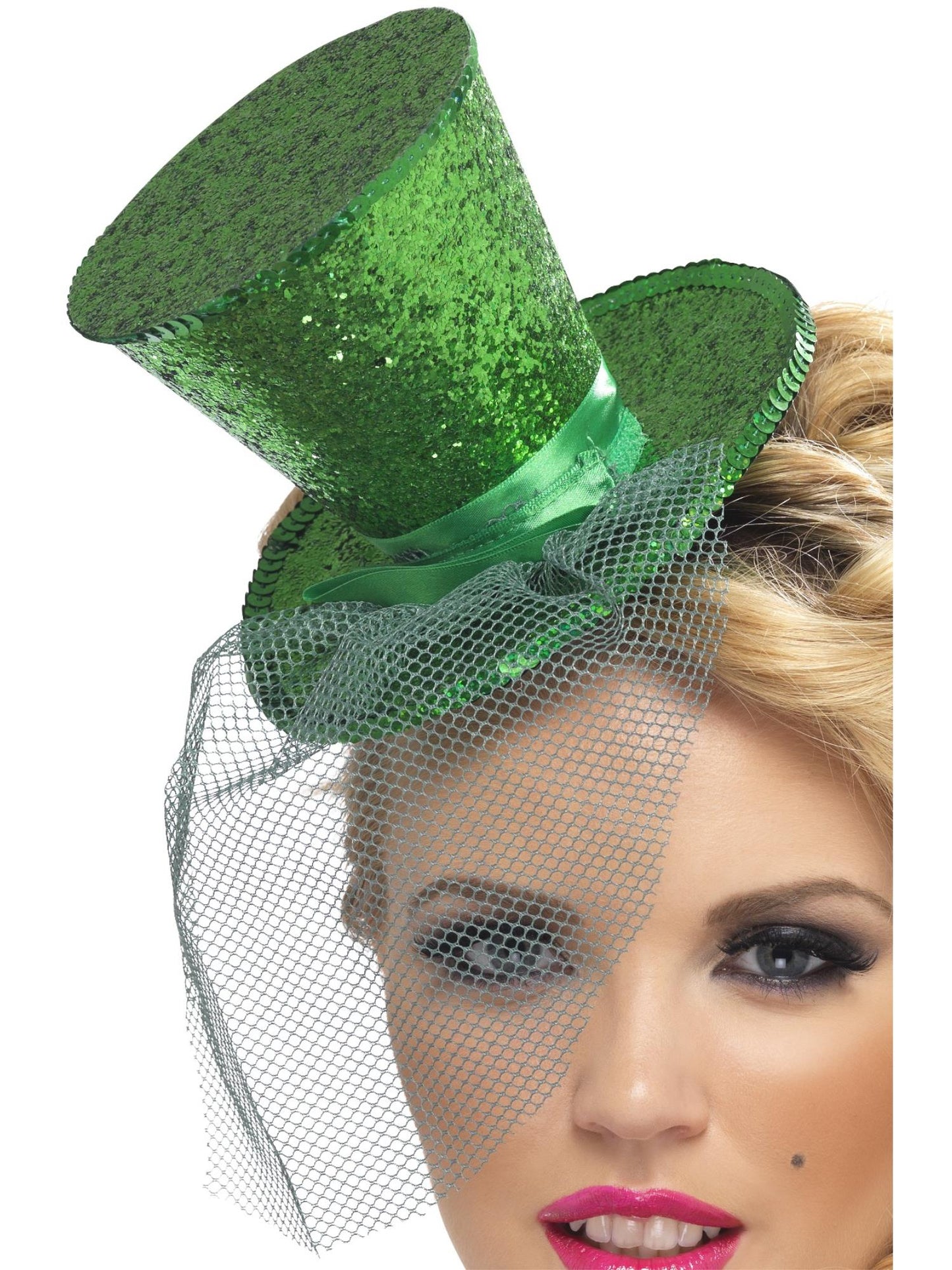 Smiffys Fever Mini Top Hat on Headband, Green für Damen