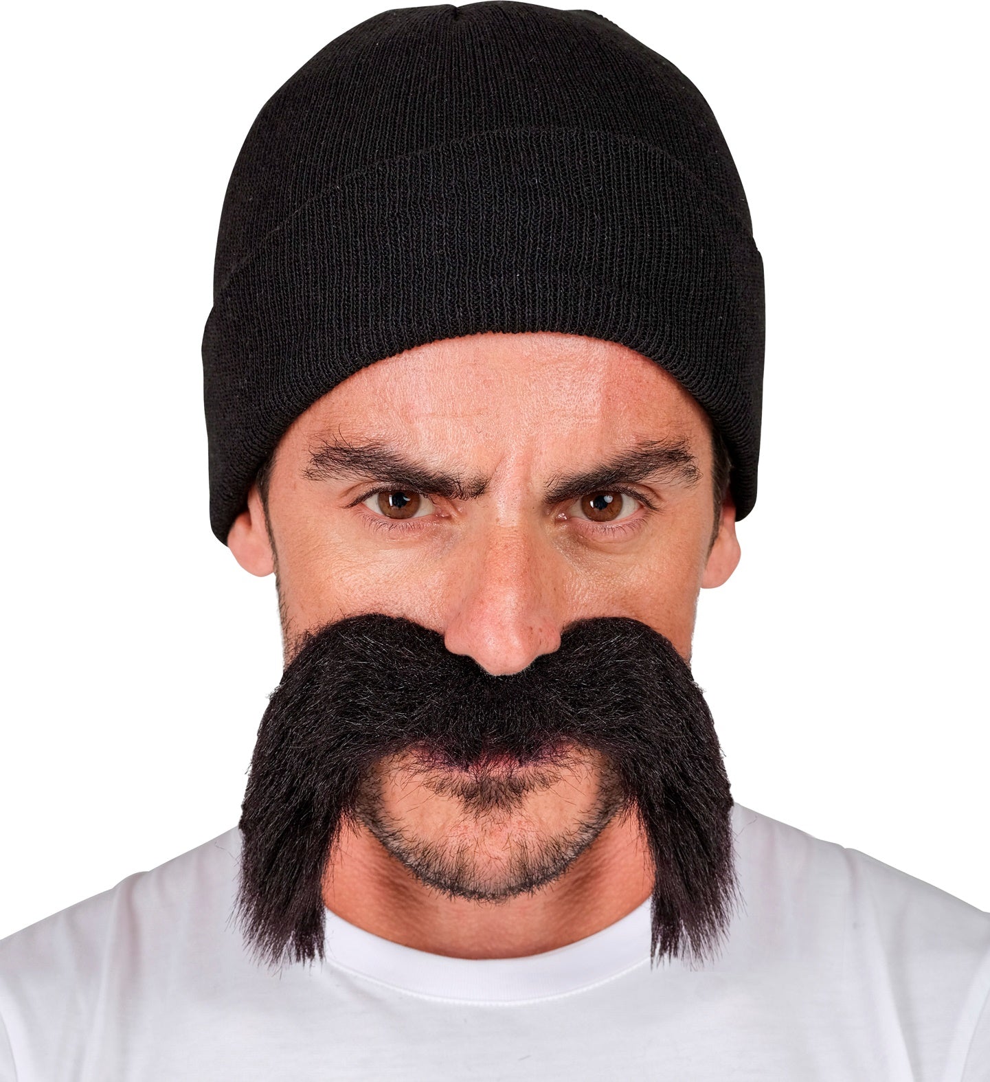 Kostüm Set Häftling / Biker Mütze, Schnurrbart
