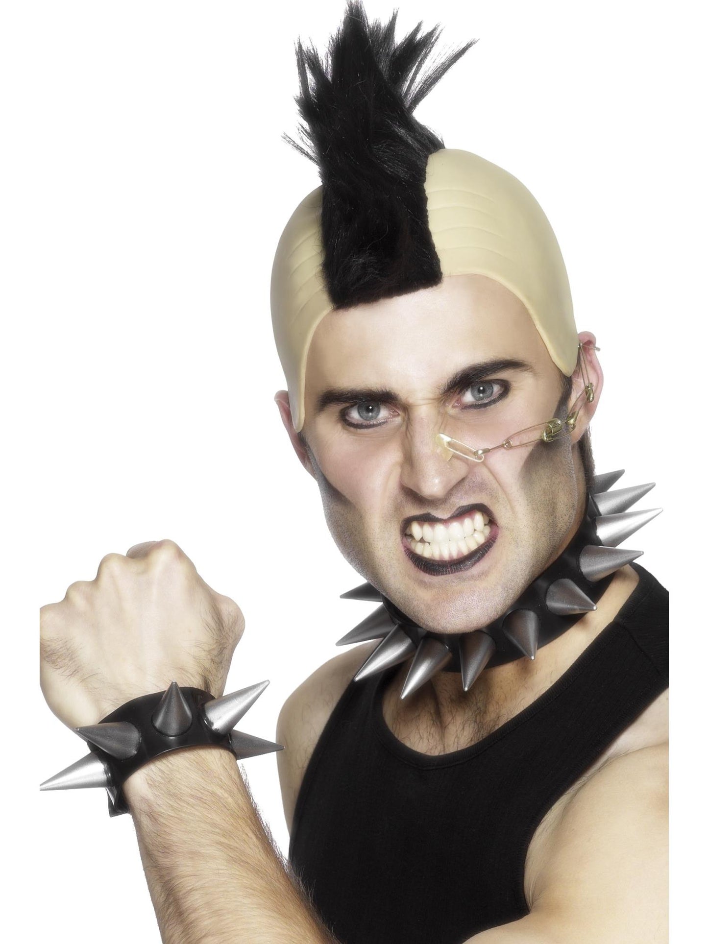 Smiffys 1980S Punk Choker and Wristband, Silver AC für Unisex