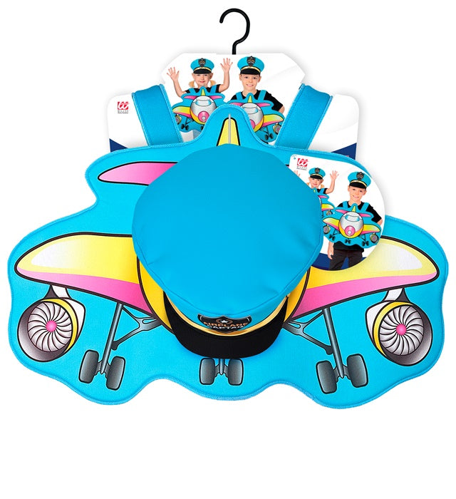 Pilot Kostüm mit Mütze für Fasnacht und Karneval