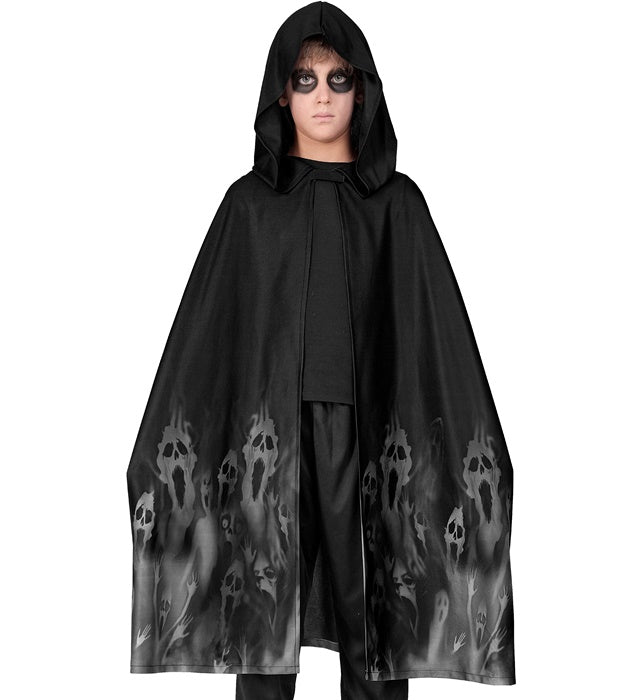 Geisterumhang 90 cm schwarzer Umhang für Halloween und Fasnacht