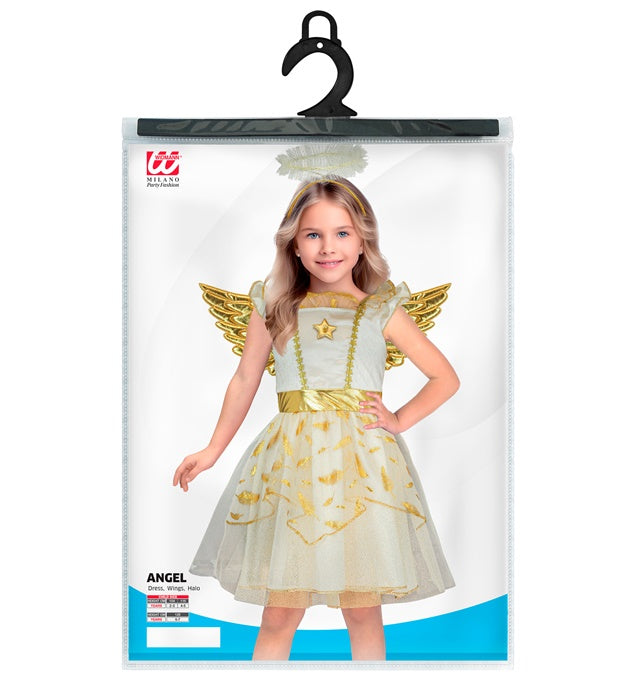 Weisses Engelskostüm mit Kleid, Flügeln und Heiligenschein