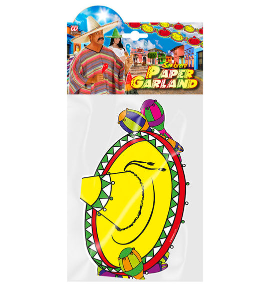 Bunte Sombrero-Girlande 3 Meter als Fasnacht- und Partydekoration