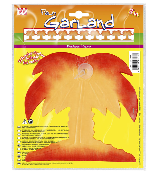 3 Meter lange Palme Girlande aus Polyester, grün, wetterfestes Partydekor