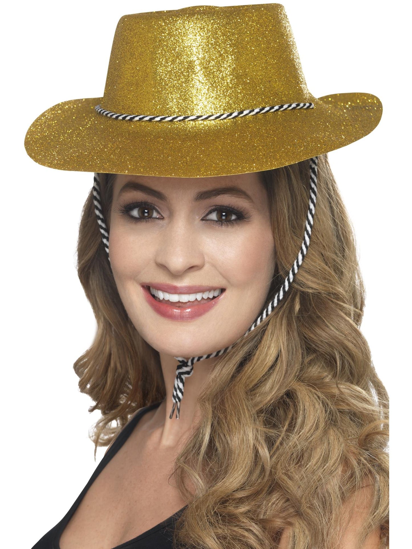 Smiffys COWBOYGIRL Cowboy Glitter Hat, Gold, with Cord für Damen