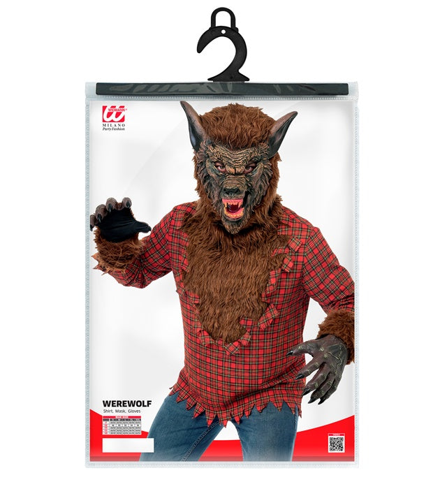 Werwolf-Kostüm mit Kapuze, Oberteil und Handschuhen für Fasnacht und Mottoparty