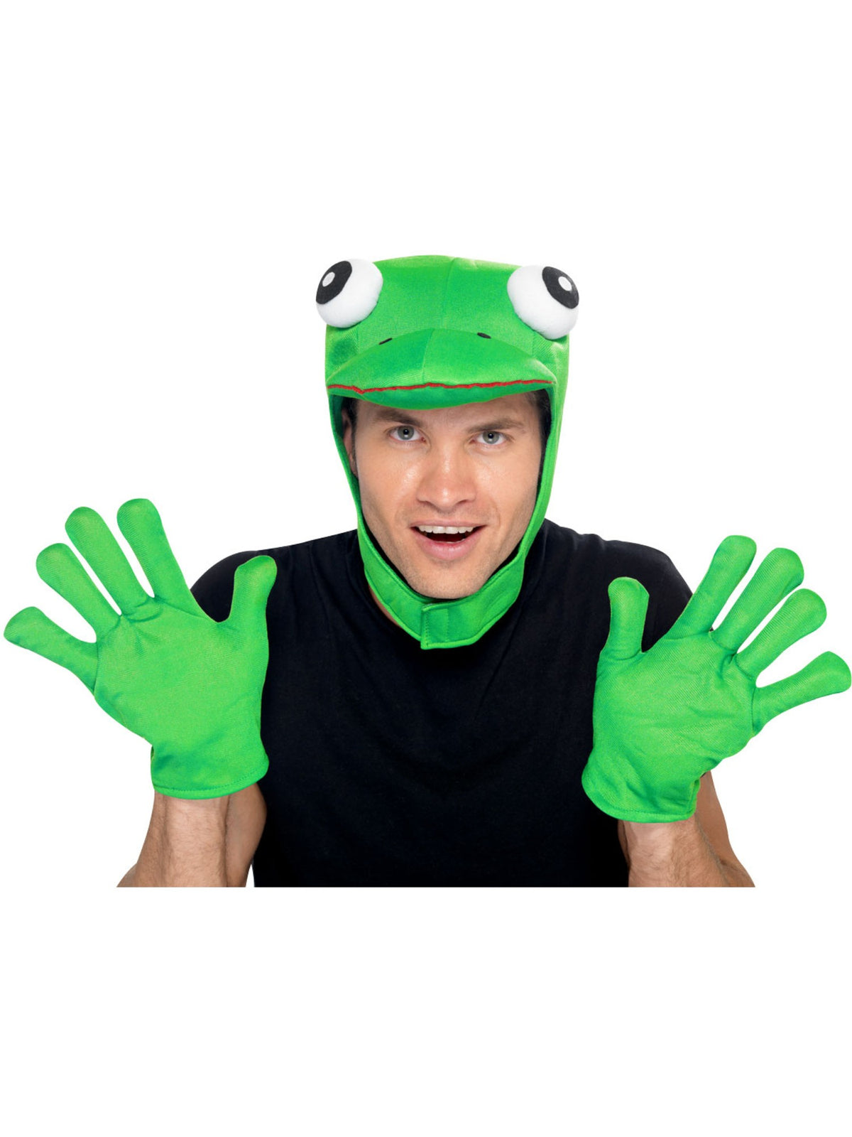 Smiffys grünes Frosch-Set mit Kapuze und Handschuhen für Herren