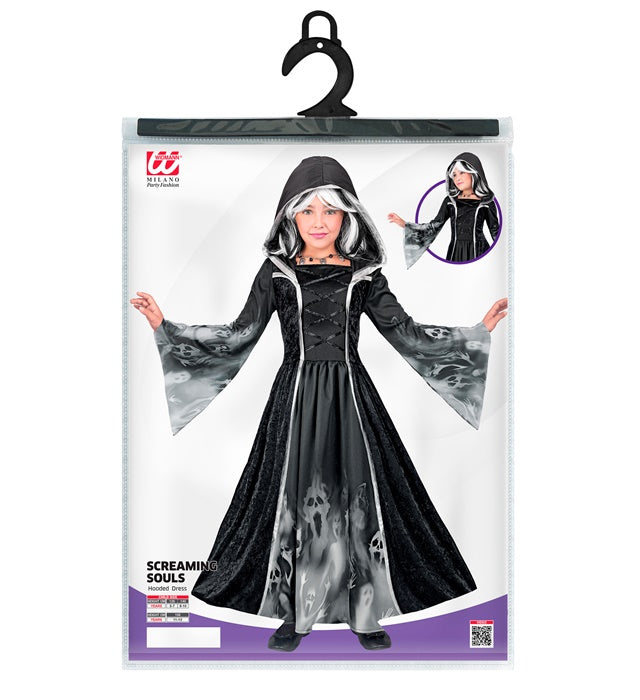 Screaming Souls Kostümkleid mit Kapuze in dunklem Design für Fasnacht und Halloween
