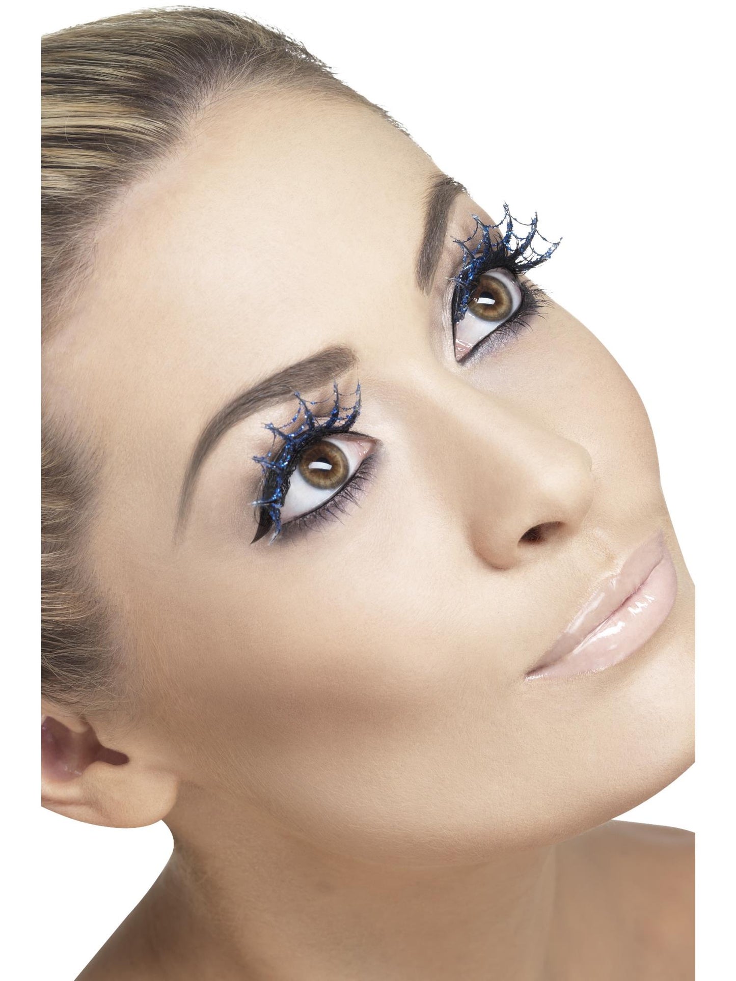 Smiffys FEVER Eyelashes Spiderwebs with Glitter, Blue CD für Damen