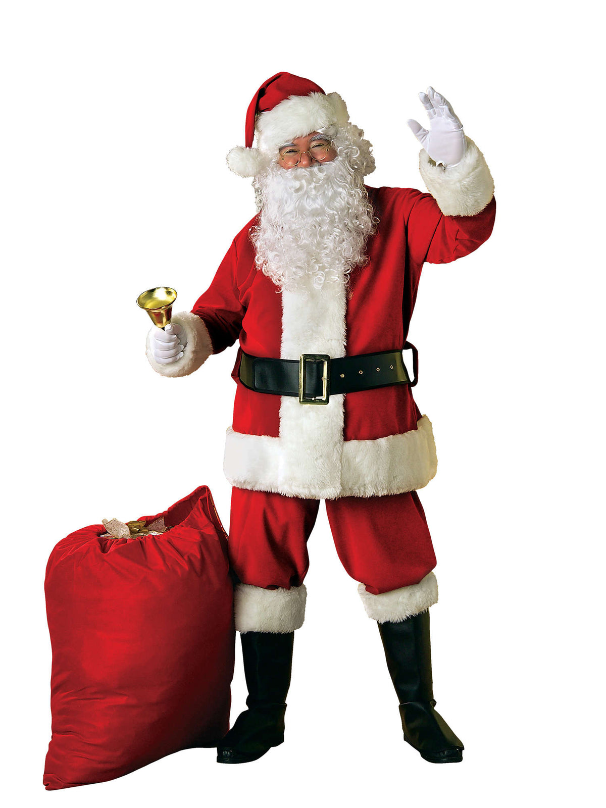 Rubies Velvet Santa Suit Deluxe Kostüm für Erwachsene mit Hut, Bart, Perücke und Stiefelüberziehern