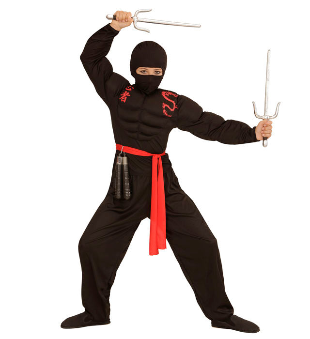 Kinder-Ninja-Maske schwarz für Fasnacht und Mottoparty