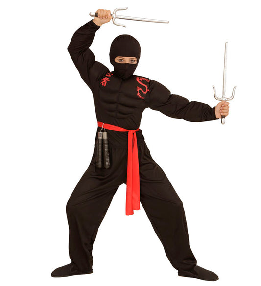 Kinder-Ninja-Maske schwarz für Fasnacht und Mottoparty
