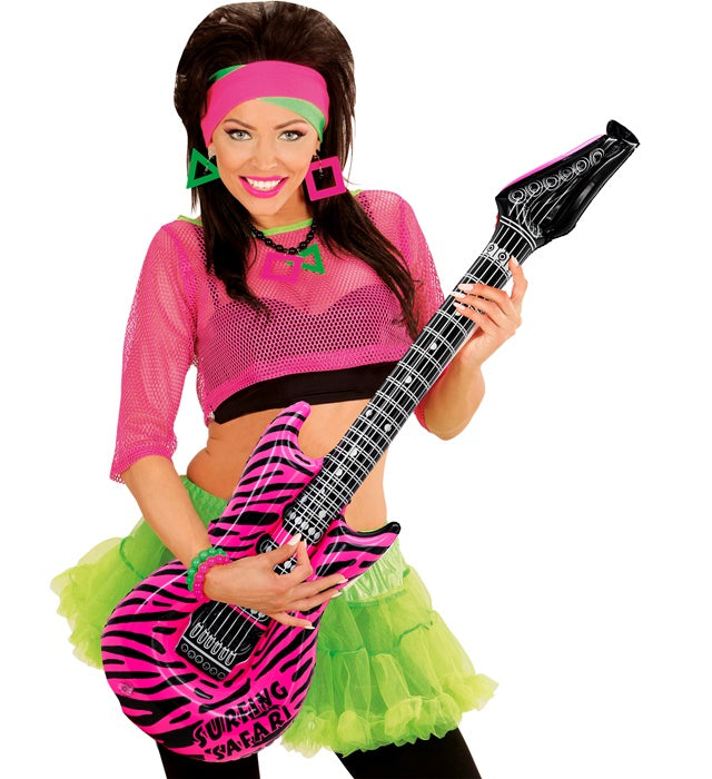 Aufblasbare Gitarre mit pinkem Zebramuster, 105 cm lang