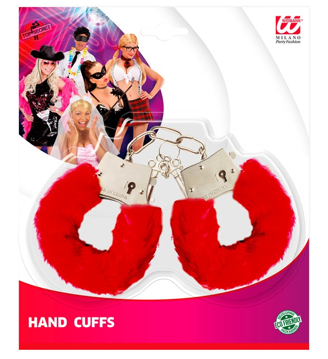 HANDSCHELLEN MIT ROTEM FELL Rot