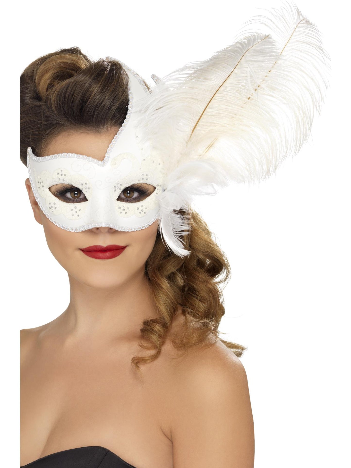 Smiffys COSMETIC Ornate Columbina Eyemask, White für Damen