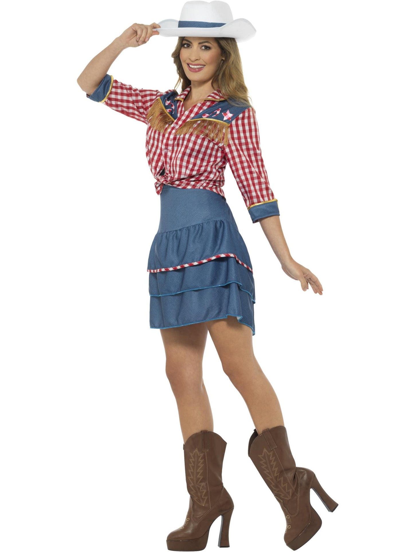Smiffys COWBOYGIRL Rodeo Doll Costume, Blue CS für Damen