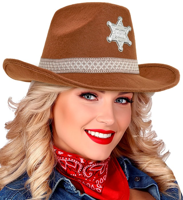Brauner Sheriffhut im Western-Stil für Fasnacht und Karneval
