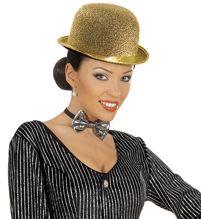 Goldene Lurex Melone aus Filz für Fasnacht und Karneval