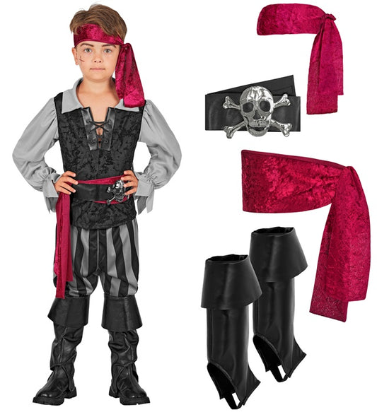 Piratenkostüm mit Hemd, Hose, Weste und Zubehör für Fasnacht und Karneval
