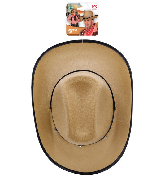 Beiger Cowboyhut mit Metallnieten als Fasnacht-Accessoire