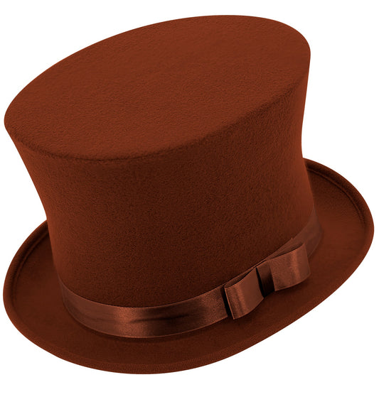 Brauner Großer Zylinder mit Satin Band