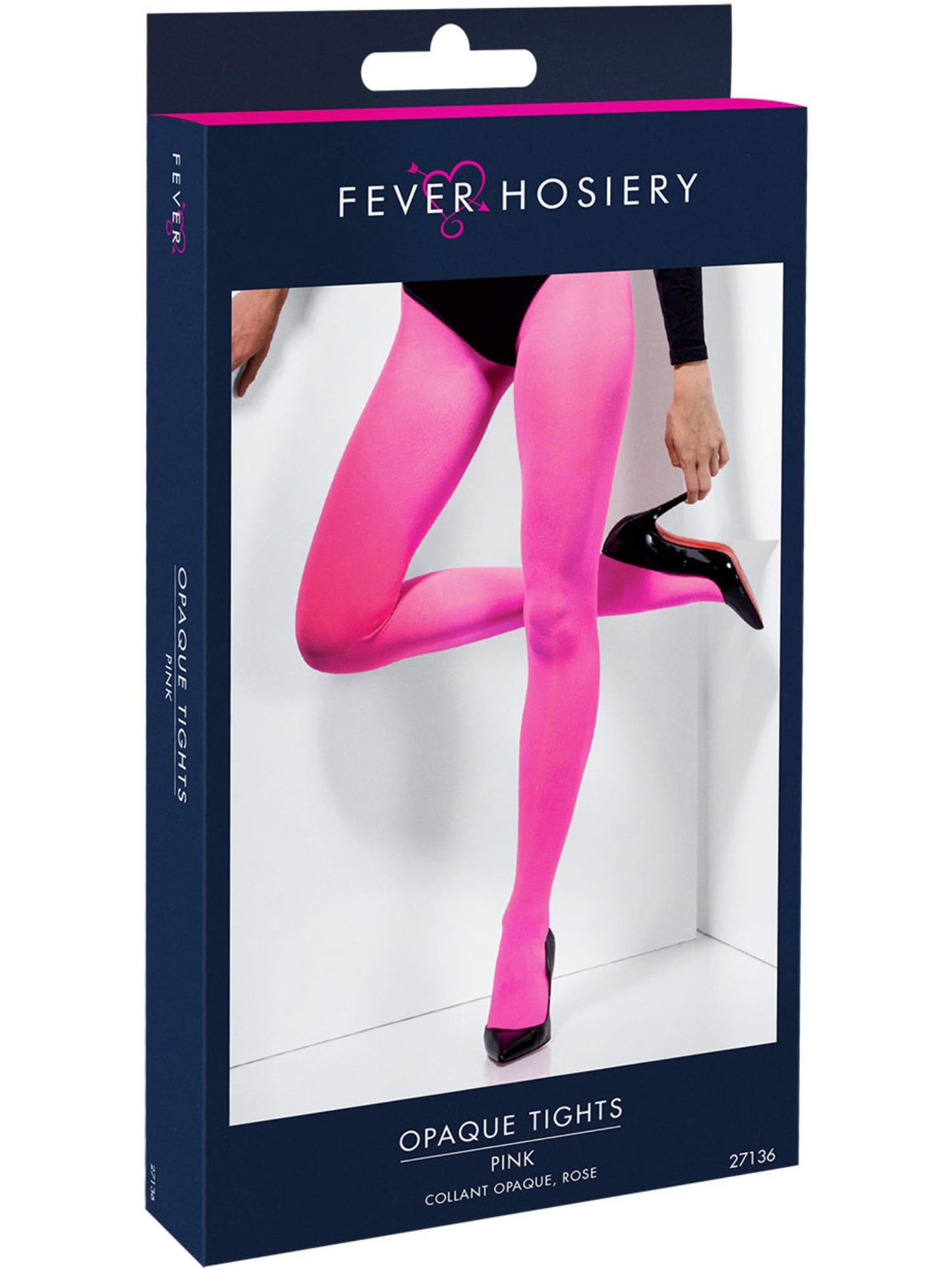 Smiffys FEVER Opaque Tights, Pink AC für Damen