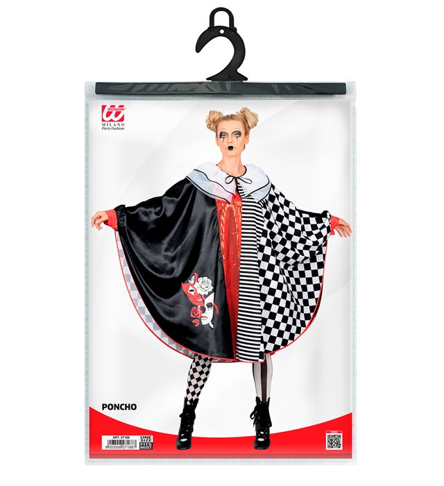 Pierrot Poncho schwarz-weiß für Fasnacht und Karneval