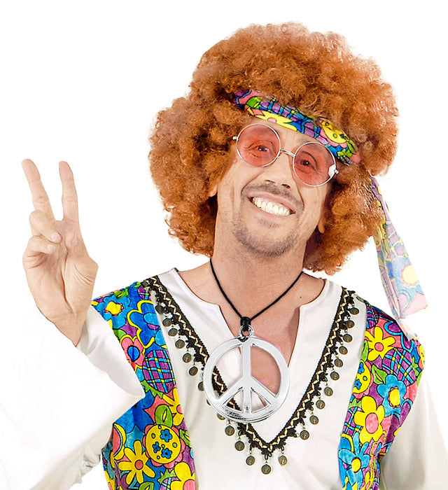 Bunte Hippiekette aus Plastik mit farbigen Perlen für Fasnacht und Karneval
