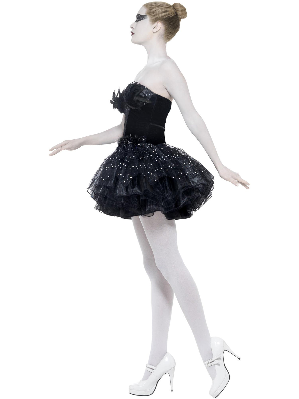 Smiffys Gothic Swan Masquerade Kostüm Schwarz für Damen – Seitenansicht