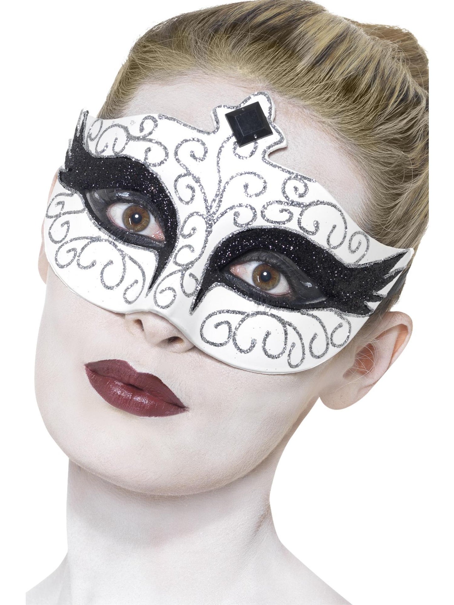 Smiffys ACCESSORIE Gothic Swan Eyemask, White für Damen