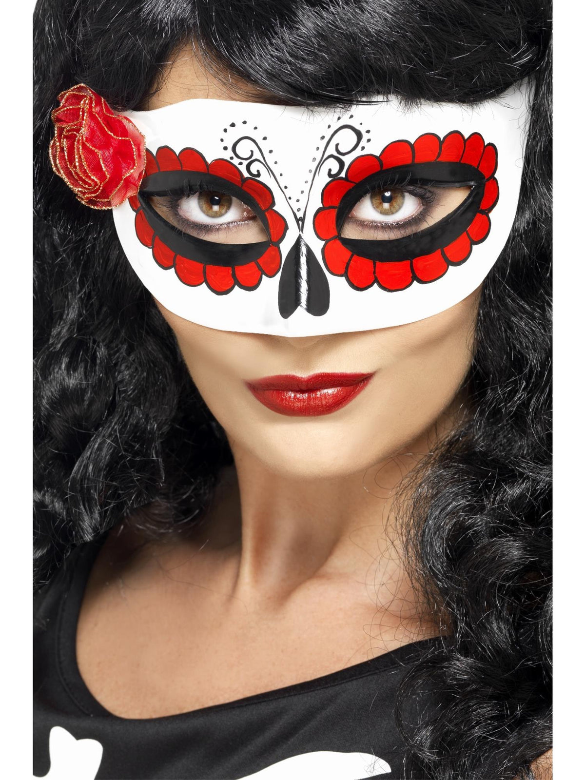 Smiffys DAYDEAD Mexican Day Of The Dead Eyemask, White & Red für Unisex